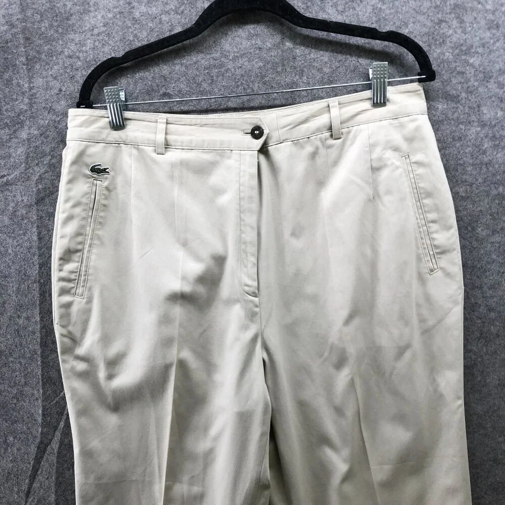 Vintage Lacoste Chino Pants Mens 32x27‎ Beige Tapered Leg Performance Golf